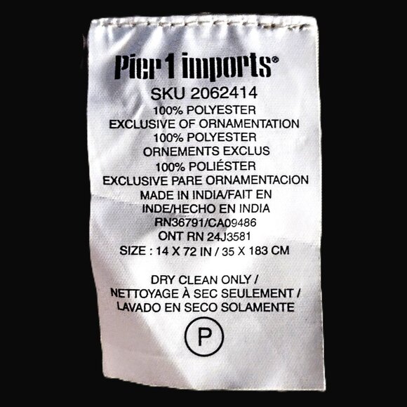 Pier 1 Imports Embroidered Table Runner w/Tassels (Poly, Silk Nub Texture) 72x14 - Picture 9 of 9